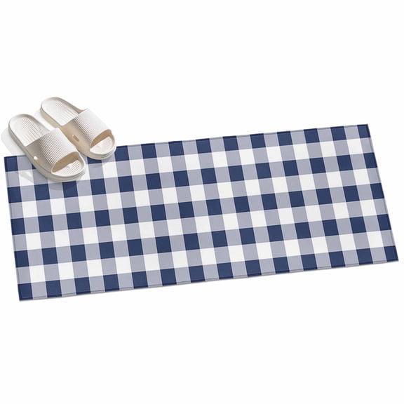 Area Rug 2x6ft Navy Plaid Area Rugs for Kitchen Runner Rug Buffalo Check Geometric Checker Pattern Non Slip Floor Carpet Mat for Kitchen Entryway Bathroom Office Home Decor