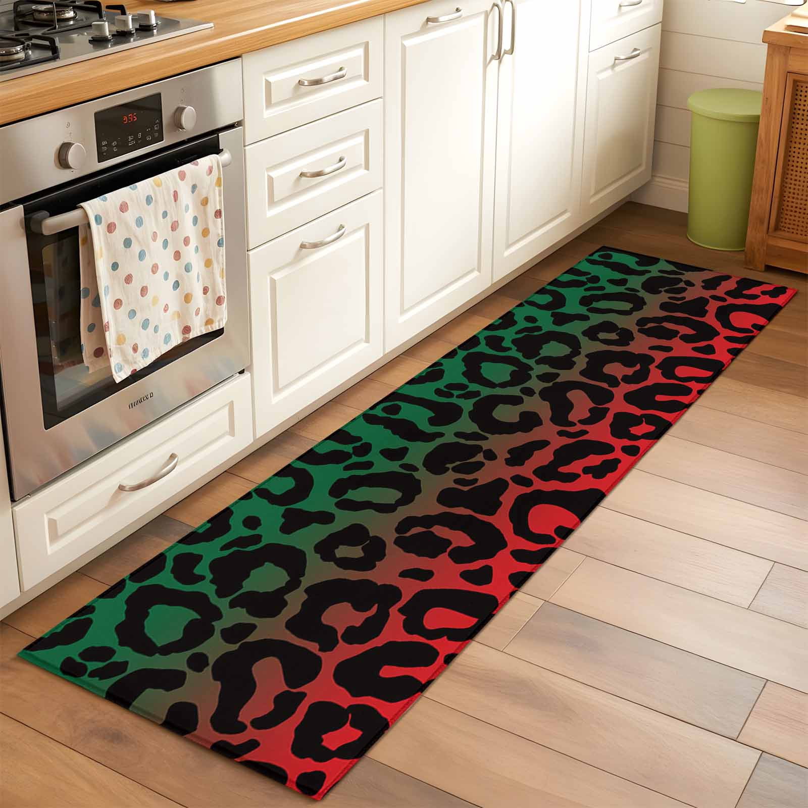 Area Rug 2x6ft Ombre Leopard Washable Area Rugs for Living Room Red ...