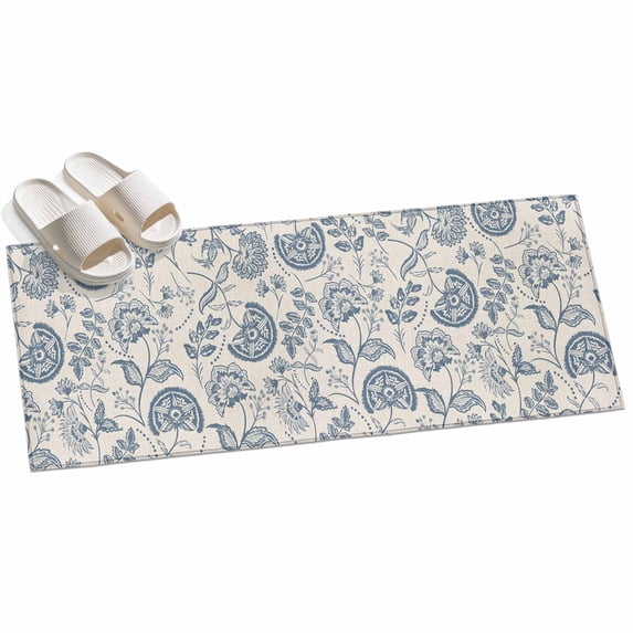 Area Rug 2x6ft Pastoral Flower Blue Area Rugs for Kitchen Runner Rug ...