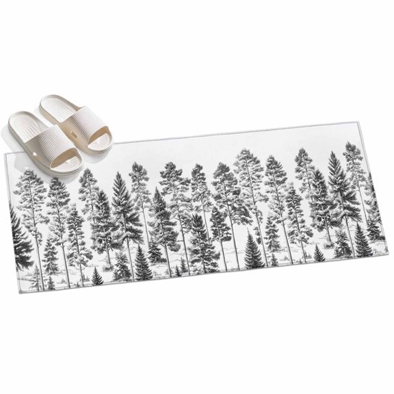Area Rug 2x6ft Pine Forest Area Rugs for Kitchen Runner Rug Tree Black Non Slip Floor Carpet Mat for Kitchen Entryway Bathroom Office Home Decor