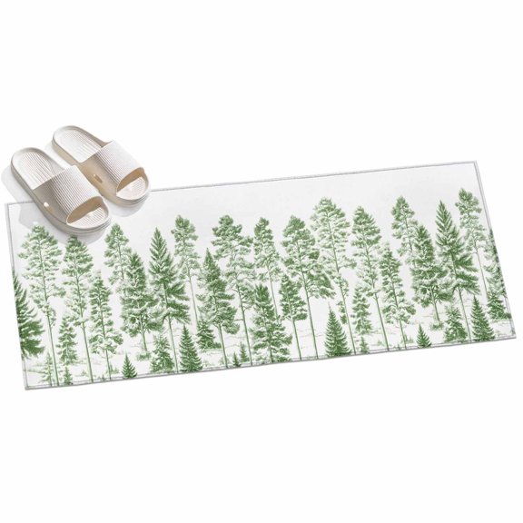 Area Rug 2x6ft Pine Forest Area Rugs for Kitchen Runner Rug Tree Green Non Slip Floor Carpet Mat for Kitchen Entryway Bathroom Office Home Decor