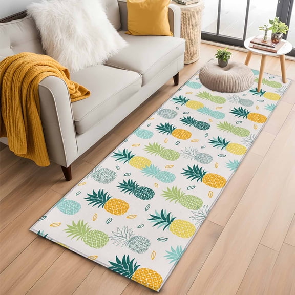 Area Rug 2x6ft Pineapple Carpets Indoor Floor Area Mat Washable Entrance Mat Rugs for Living Room Dining Room Kitchen Bedroom, Summer Tropical Fruit Sofa Throw Carpet