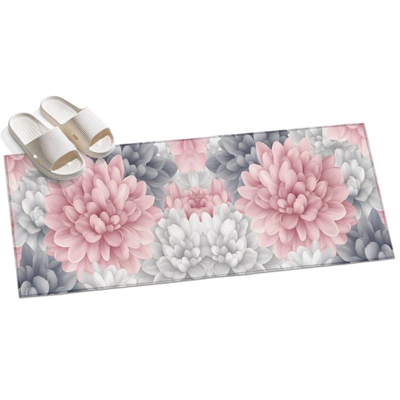 Area Rug 2x6ft Pink Gray Flowers Area Rugs for Kitchen Runner Rug Spring Pastoral Non Slip Floor Carpet Mat for Kitchen Entryway Bathroom Office Home Decor