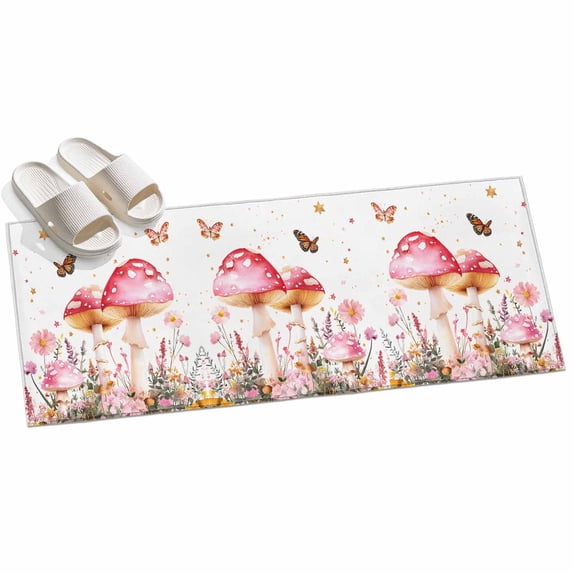 Area Rug 2x6ft Pink Mushroom Flowers Butterfly Area Rugs for Kitchen ...