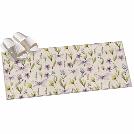 Area Rug 2x6ft Purple Dragonfly Area Rugs for Kitchen Runner Rug Yellow ...