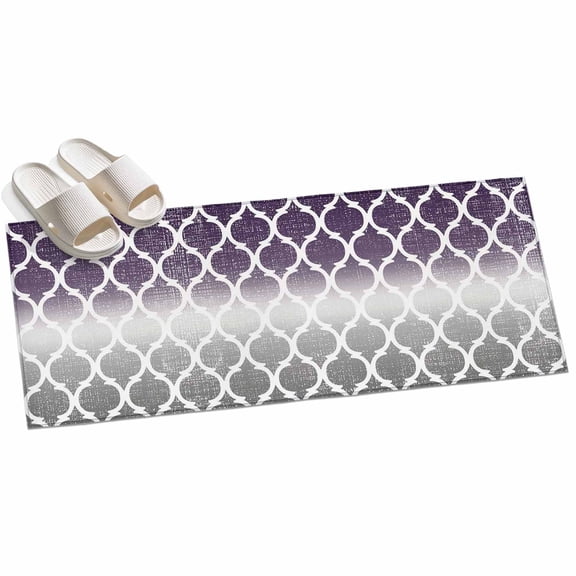 Area Rug 2x6ft Purple and Gray Ombre Gradient Area Rugs for Kitchen Runner Rug Morocco Pattern Non Slip Floor Carpet Mat for Kitchen Entryway Bathroom Office Home Decor