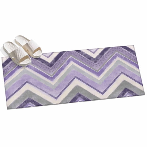Area Rug 2x6ft Purple Grey Chevron Area Rugs for Kitchen Runner Rug Geometric Design Stripe Non Slip Floor Carpet Mat for Kitchen Entryway Bathroom Office Home Decor