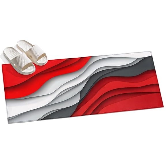 Area Rug 2x6ft Red White Black Area Rugs for Kitchen Runner Rug Abstract Art Non Slip Floor Carpet Mat for Kitchen Entryway Bathroom Office Home Decor