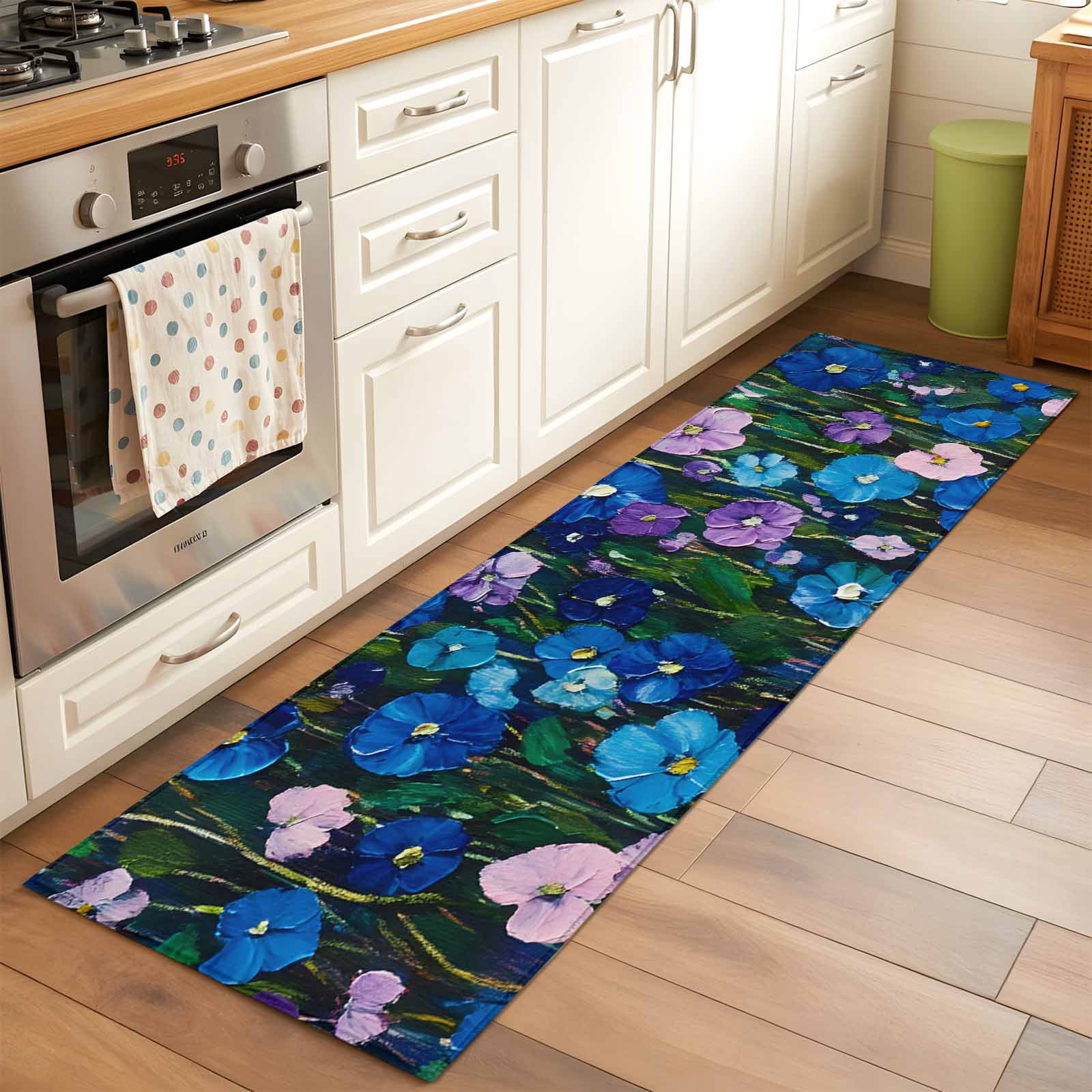 Oil Rug Area Rug 2x6ft Spring Flowers Washable Area Rugs for Living Room Oil ...
