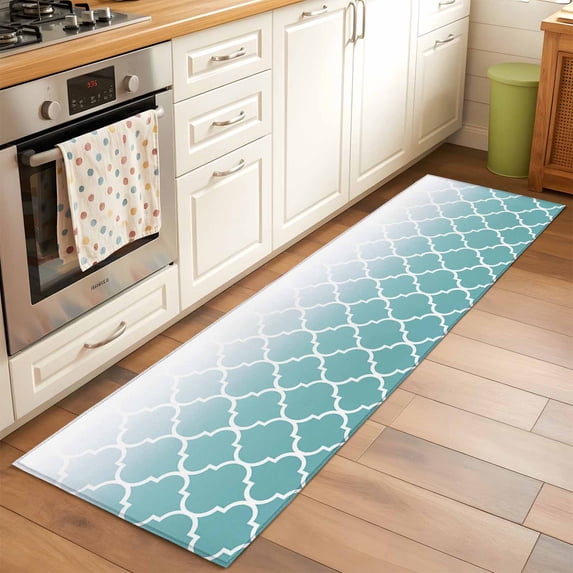 Area Rug 2x6ft Teal Green Ombre Gradual Color Washable Area Rugs for ...