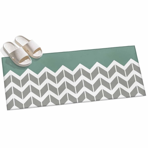 Area Rug 2x6ft Vintage Herringbone Pattern Area Rugs for Kitchen Runner Rug Turquoise Grey Non Slip Floor Carpet Mat for Kitchen Entryway Bathroom Office Home Decor
