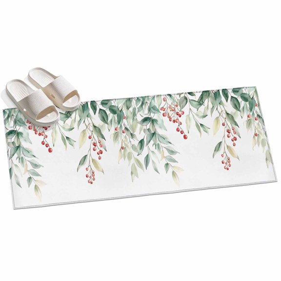 Area Rug 2x6ft Watercolor Eucalyptus Leaves Area Rugs for Kitchen Runner Rug Ombre Green Plant Non Slip Floor Carpet Mat for Kitchen Entryway Bathroom Office Home Decor