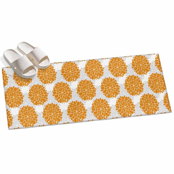 Area Rug 2x6ft Yellow Hydrangea Flowers Area Rugs for Kitchen Runner Rug Grey Floral Modern Non Slip Floor Carpet Mat for Kitchen Entryway Bathroom Office Home Decor