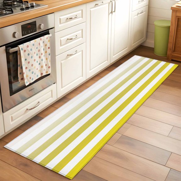 Area Rug 2x6ft Yellow Ombre Gradual Color Washable Area Rugs for Living Room Gradient Stripes Non-Slip Kitchen Mats Soft Carpet for Entryway, Bathroom, Office, and Home Decor