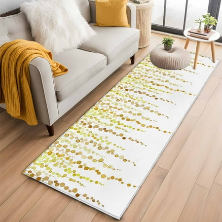 Area Rug 2x6ft Yellow Polka Dots Vines Carpets Indoor Floor Area Mat Washable Entrance Mat Rugs for Living Room Dining Room Kitchen Bedroom, Lines Art Sofa Throw Carpet