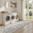 thumbnail image 1 of Toyoso 2x8 Traditional Heritage Area Rug, Long Runner Silicone Floor Mat, Machine Washable Vintage Hallway Rug with Non Slip Backing, 0.25 inch Low Pile Stain Resistant Carpet, Light Blue, 1 of 9