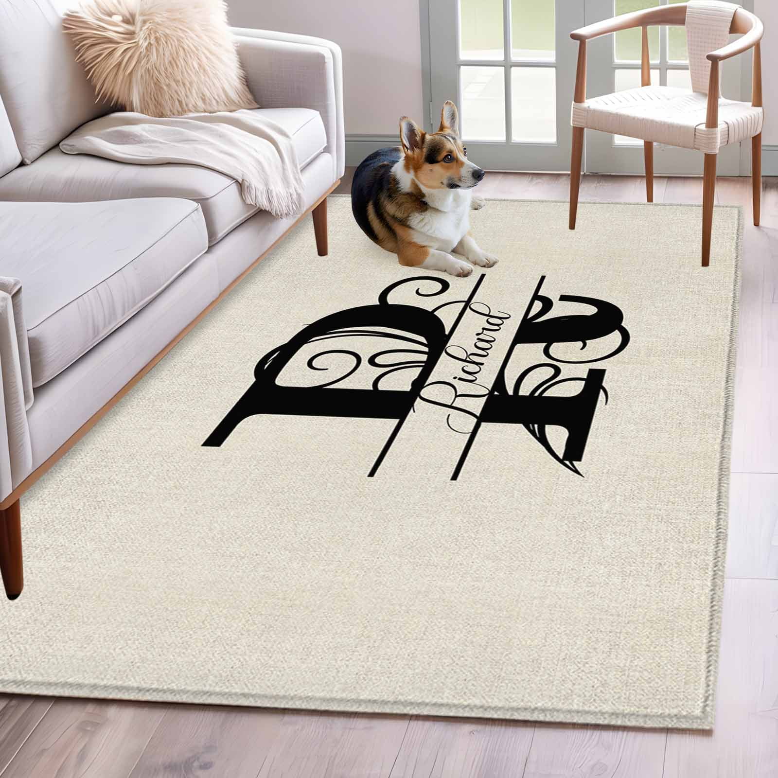Area Rug 3'x5', Letter R Non-slip Runner Rug Carpet for Bedside ...