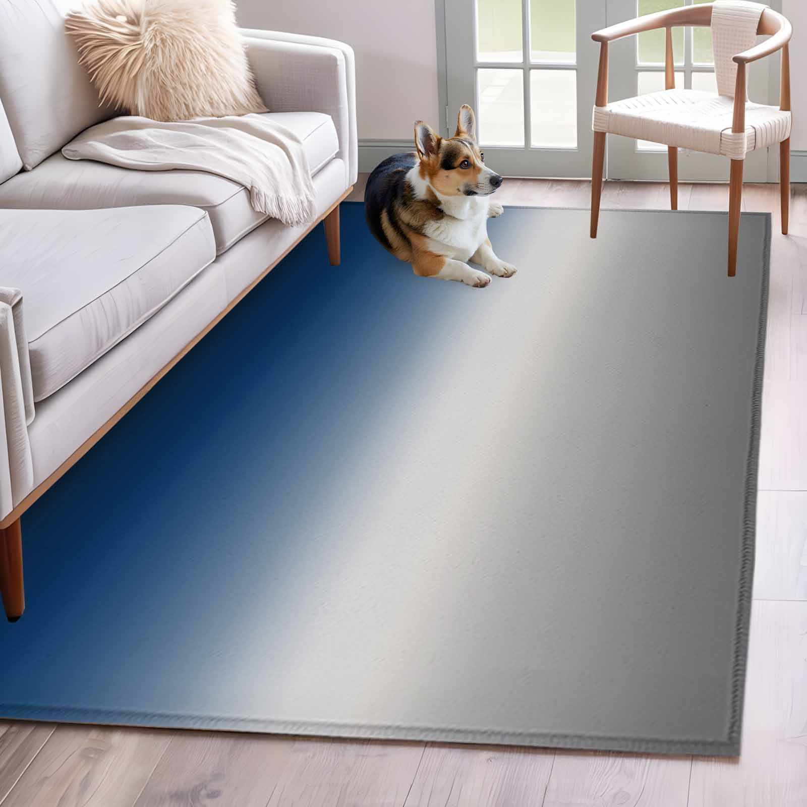 Area Rug 3'x5', Navy Blue Gray Ombre Non-slip Runner Rug Carpet for ...