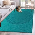 thumbnail image 1 of Area Rug 3'x5', Teal Boho Non-slip Runner Rug Carpet for Bedside, Farmhouse Abstract Geometric Aesthetic Art Washable Outdoor Indoor Area Rugs Mat for Entryway/Living Room/Bedroom/Kitchen/Office, 1 of 9