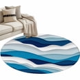thumbnail image 1 of Area Rug 36in, Abstract Ocean Sea Waves Floor Carpet Living Room Rug, Gradient Blue White Grey Lines Non-Slip Welcome Mat Indoor Rugs for Bedroom Dining Room, 1 of 9