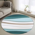 thumbnail image 1 of Area Rug 36in, Abstract Water Ripple Gradient Art Floor Carpet Living Room Rug, Teal White Stripe Beach Non-Slip Welcome Mat Indoor Rugs for Bedroom Dining Room, 1 of 9