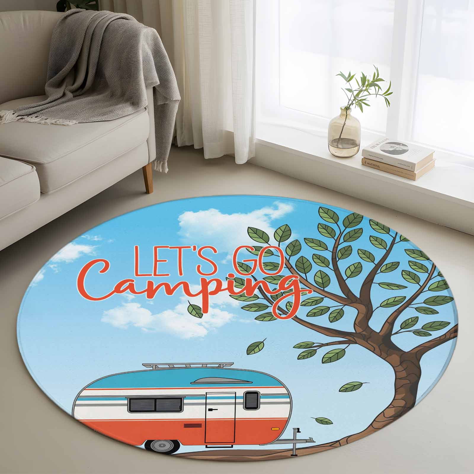 Garawan Rugs Area Rug 36in, Cartoon Caravan Summer Forest Floor Carpet Living Room ...