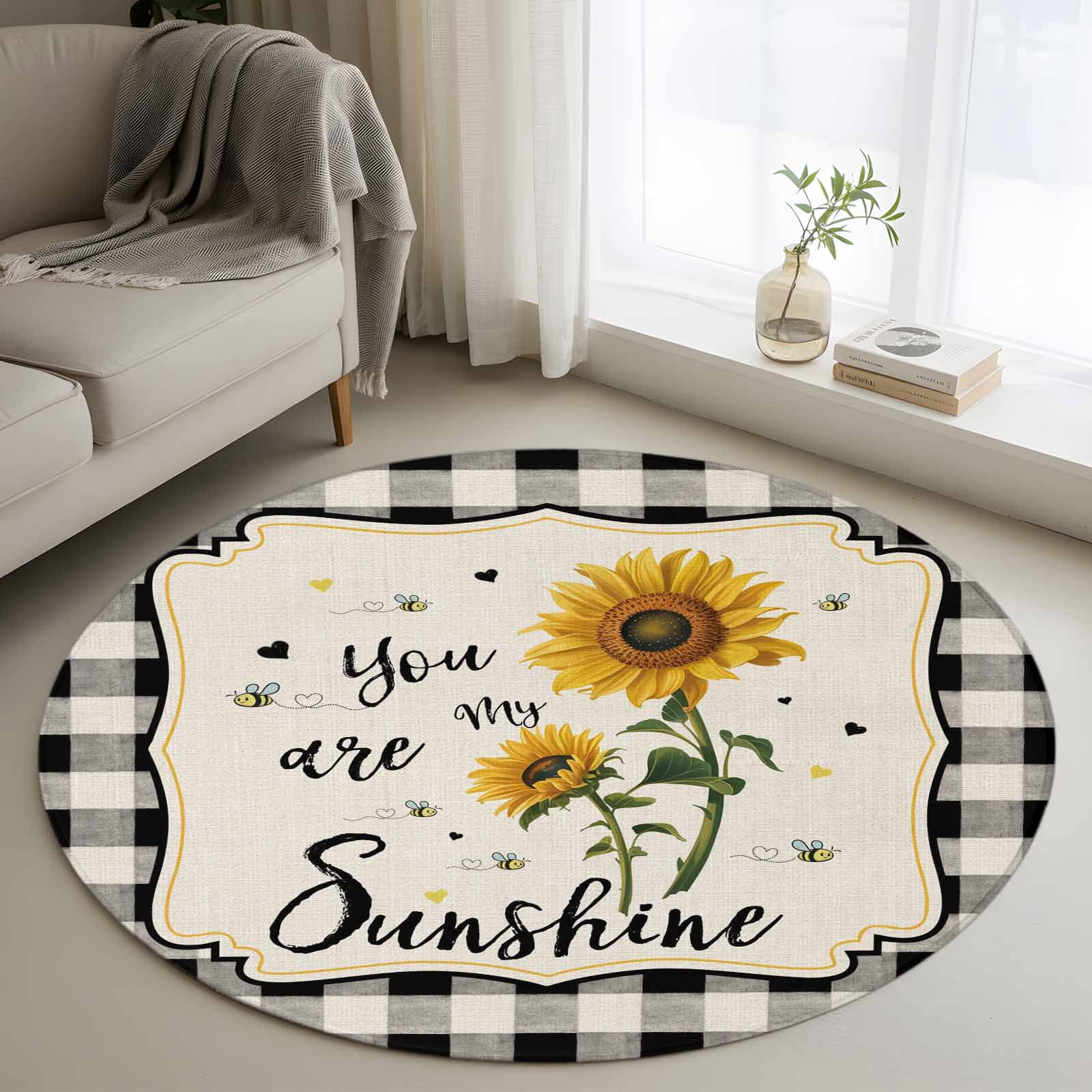 Area Rug 36in, Country My Sunshine Sunflower Floral Floor Carpet Living ...