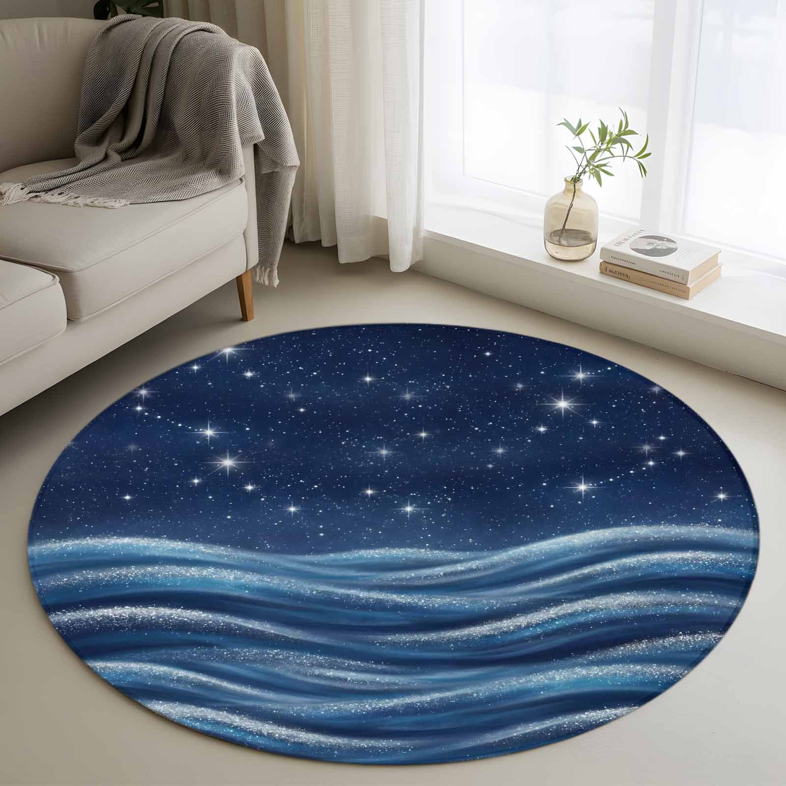 Dreamy Area Rug Area Rug 36in, Dreamy Starry Sky Waves Floor Carpet Living Room Rug ...