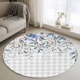 thumbnail image 1 of Area Rug 36in, Farm Blue Flowers Eucalyptus Leaf Floor Carpet Living Room Rug, Country Floral on Plaid Non-Slip Welcome Mat Indoor Rugs for Bedroom Dining Room, 1 of 9