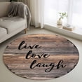 thumbnail image 1 of Area Rug 36in, Farmhouse Brown Wood Board Floor Carpet Living Room Rug, Live Love Laugh Text Flower Non-Slip Welcome Mat Indoor Rugs for Bedroom Dining Room, 1 of 9