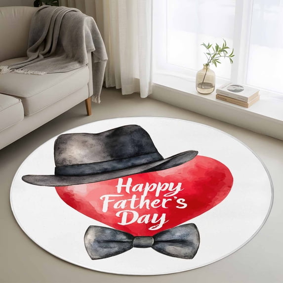 Area Rug 36in, Father's Day Red Heart Floor Carpet Living Room Rug, Dad ...