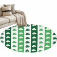 thumbnail image 1 of Area Rug 36in, Green White Shamrock Stripe Floor Carpet Living Room Rug, St. Patrick Trileaf Grass Line Non-Slip Welcome Mat Indoor Rugs for Bedroom Dining Room, 1 of 9