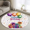 thumbnail image 1 of Area Rug 36in, Happy Birthday Celebration Party Floor Carpet Living Room Rug, Colorful Present Balloon Non-Slip Welcome Mat Indoor Rugs for Bedroom Dining Room, 1 of 9