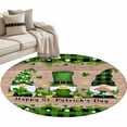 thumbnail image 1 of Area Rug 36in, Happy St. Patrick's Clovers Dwarf with Gold Coin Floor Carpet Living Room Rug, Green Check on Wooden Non-Slip Welcome Mat Indoor Rugs for Bedroom Dining Room, 1 of 9