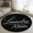 thumbnail image 1 of Area Rug 36in, Laundry Room Words Floor Carpet Living Room Rug, Black Background Non-Slip Welcome Mat Indoor Rugs for Bedroom Dining Room, 1 of 9