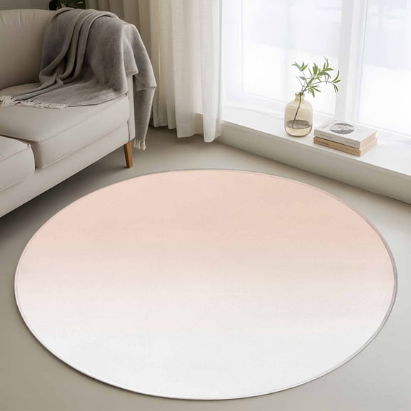 Area Rug 36in, Modern Minimalist Color Ombre Art Floor Carpet Living Room Rug, Pink to White Gradient Non-Slip Welcome Mat Indoor Rugs for Bedroom Dining Room