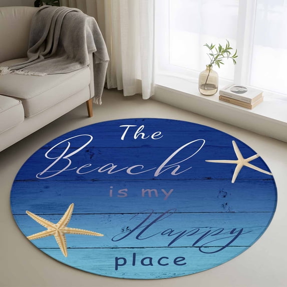 Area Rug 36in, Ocean Happy Beach Place Words Floor Carpet Living Room ...