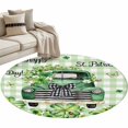thumbnail image 1 of Area Rug 36in, Rustic Truck Shamrock Butterfly Floor Carpet Living Room Rug, St. Patrick's Day Green Check Non-Slip Welcome Mat Indoor Rugs for Bedroom Dining Room, 1 of 9