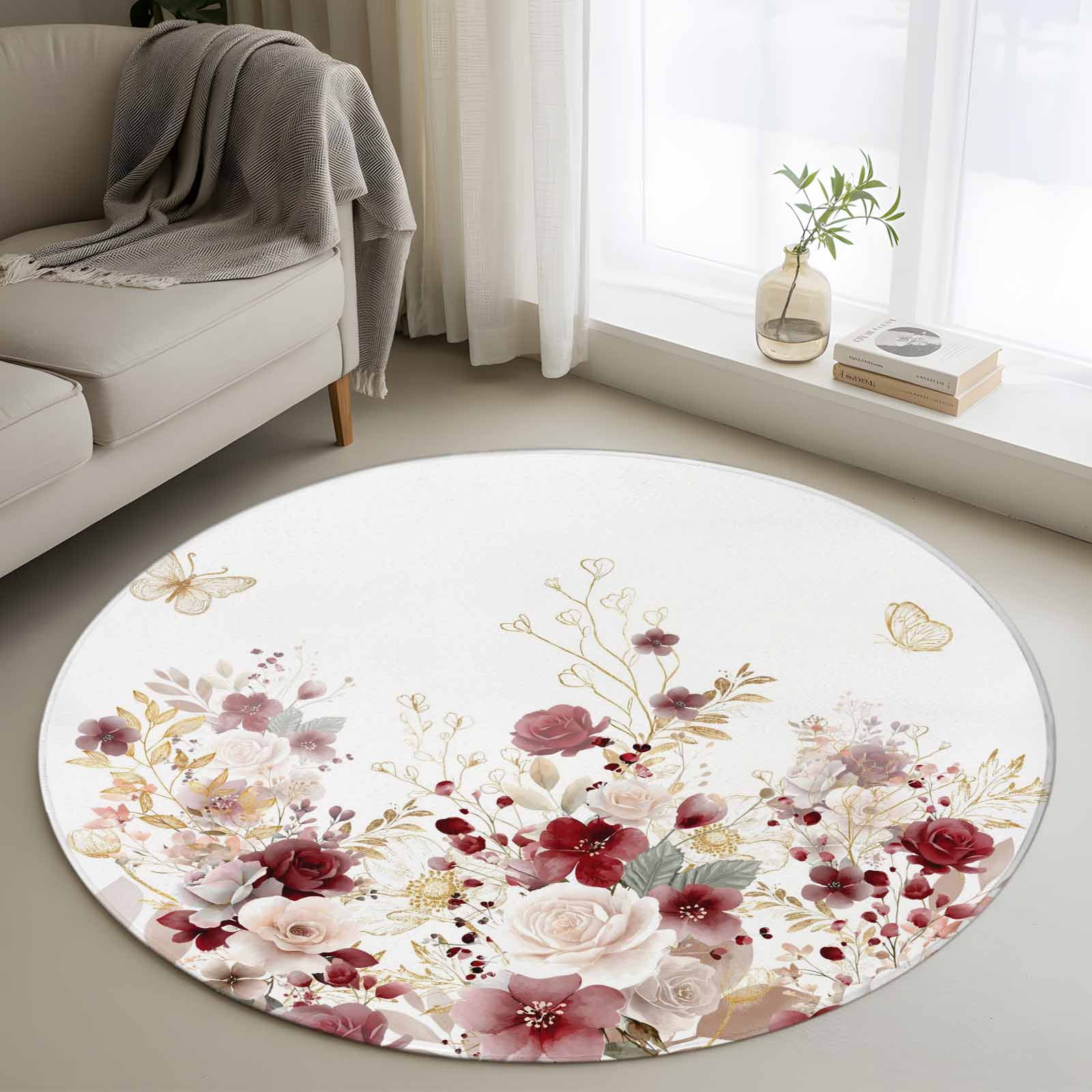 Area Rug 36in, Spring Blossom Flower Floor Carpet Living Room Rug ...