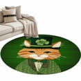thumbnail image 1 of Area Rug 36in, St. Patrick's Day Four-leaf Kitten Floor Carpet Living Room Rug, Green Wood Board Non-Slip Welcome Mat Indoor Rugs for Bedroom Dining Room, 1 of 9