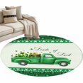 thumbnail image 1 of Area Rug 36in, St. Patrick's Day Truck with Gold Coin Floor Carpet Living Room Rug, Green Clovers Leaf Plaid Non-Slip Welcome Mat Indoor Rugs for Bedroom Dining Room, 1 of 9
