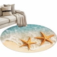 thumbnail image 1 of Area Rug 36in, Summer Beach Scene Starfish Ocean Floor Carpet Living Room Rug, Water Ripple Sea Waves Non-Slip Welcome Mat Indoor Rugs for Bedroom Dining Room, 1 of 9