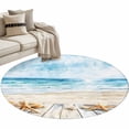 thumbnail image 1 of Area Rug 36in, Summer Beach Starfish Shell Floor Carpet Living Room Rug, Blue Sea Ocean Non-Slip Welcome Mat Indoor Rugs for Bedroom Dining Room, 1 of 9