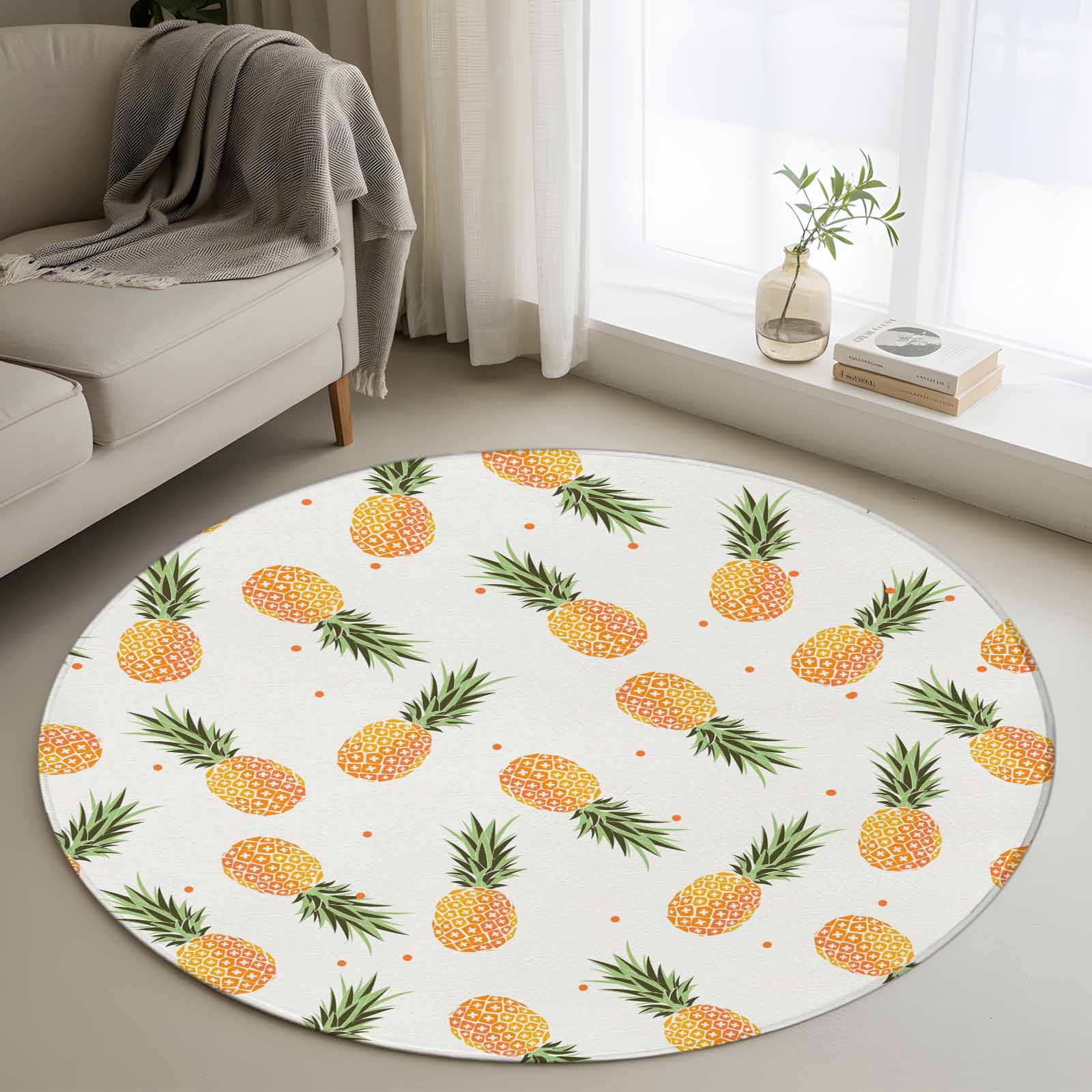 Pineaaple Insoired Rug Area Rug 36in, Summer Pineapple Fruit Floor Carpet Living Room Rug ...