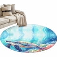thumbnail image 1 of Area Rug 36in, Summer Sea Turtle Starfish on Blue Floor Carpet Living Room Rug, Watercolor Coral Non-Slip Welcome Mat Indoor Rugs for Bedroom Dining Room, 1 of 9