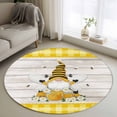 thumbnail image 1 of Area Rug 36in, Watercolor Bee Dwarfs Floor Carpet Living Room Rug, Daisy Yellow Gauze Non-Slip Welcome Mat Indoor Rugs for Bedroom Dining Room, 1 of 9
