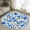 thumbnail image 1 of Area Rug 36in, Watercolor Blossom Blue Flower Floor Carpet Living Room Rug, Seamless Spring Floral Leaves Non-Slip Welcome Mat Indoor Rugs for Bedroom Dining Room, 1 of 9