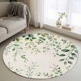 thumbnail image 1 of Area Rug 36in, Watercolor Eucalyptus Leaf Plant Floor Carpet Living Room Rug, Rustic Green Leaves on Flax Non-Slip Welcome Mat Indoor Rugs for Bedroom Dining Room, 1 of 9