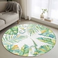 thumbnail image 1 of Area Rug 36in, Watercolor Tropical Plants Monstera Floor Carpet Living Room Rug, Green Yellow Leaves Non-Slip Welcome Mat Indoor Rugs for Bedroom Dining Room, 1 of 9