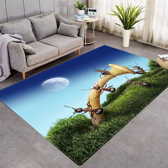 Area Rug 3D Insect Pattern Carpets Bedroom Cute Rug for Living Room Large Area Rug Non-slip Mat Room